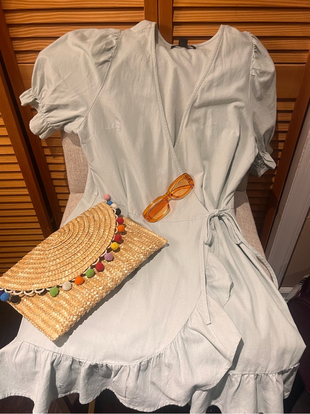 Primark Sage Wrap Midi Dress with Ruffle Hem